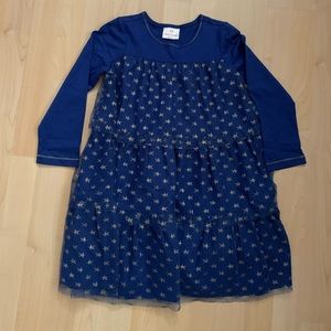 Hanna Andersson Tulle Star Blue Ruffle Dress 5-6